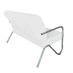 Namoradeira Decorativa Bela Couro Branco Braço Cromado - 4