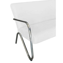 Namoradeira Decorativa Bela Couro Branco Braço Cromado - 2