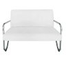 Namoradeira Decorativa Bela Couro Branco Braço Cromado - 3
