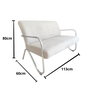 Namoradeira Decorativa Bela Couro Branco Braço Cromado - 6
