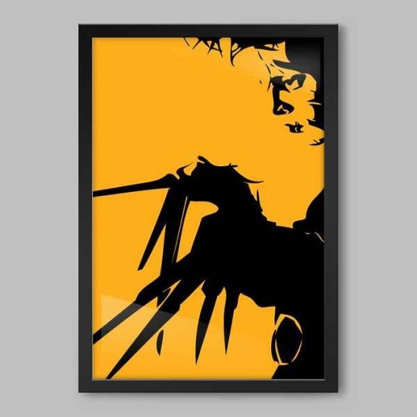 Quadro Fime Edward Mãos de Tesoura Yellow - 45x30cm - Moldura Caixa Preto - 1