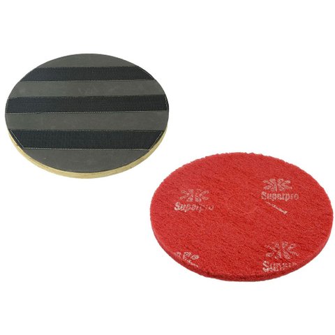 Conjunto Suporte para disco de limpeza com velcro COM flange CLEANER 300 mm + Disco de Limpeza Verme