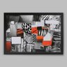 Quadro Abstrato Colagem Vermelho - 20x30cm - Moldura Caixa Preto - 1