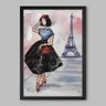 Quadro Pintura Paris Antigo - 20x30cm - Moldura Caixa Preto - 1