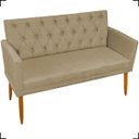 Ver imagem 2 de Kit Namoradeira Decorativa Para Sala Capitonê Com Base + 2 Poltronas Para Recepção Suede
