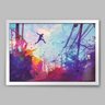 Quadro Le Parkour Ilustração Cidade - 45x30cm - Moldura Caixa Branco - 1