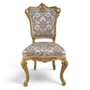 Ver imagem 1 de Cadeira Clássica Bege com Dourado a: 115cm L: 59cm P: 44cm