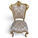 Ver imagem 3 de Cadeira Clássica Bege com Dourado a: 115cm L: 59cm P: 44cm