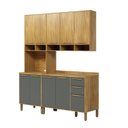 Ver imagem 2 de Cozinha Modulada Compacta 3 Peças 10 Portas MDF 190cm Malta Espresso Móveis Cinza/Amêndoa/Platina