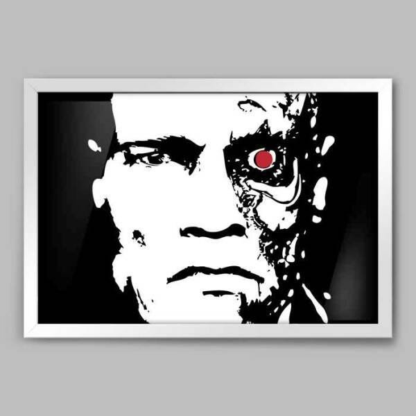 Quadro Filme Exterminador do Futuro - 45x30cm - Moldura Caixa Branco - 1