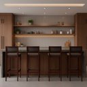 Ver imagem 1 de Kit 4 Banquetas Assento Encosto Estofado em Linho Hellen:imbuia com Linho Chumbo