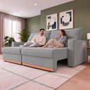 Ver imagem 5 de Sofá Retrátil e Reclinável 2,05m Toronto com Espuma D33 Linho Cinza Claro Cama Inbox