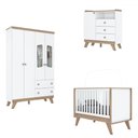 Ver imagem 2 de Quarto de Bebê Completo Confete 5 Portas 5 Gavetas com Vidro Branco/jequitibá - Henn