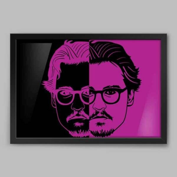 Quadro Ator Cinema Johnny Depp Color - 45x30cm - Moldura Caixa Preto - 1