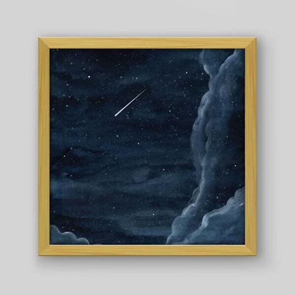 Quadro Aquarela Estrelado II - 20x20cm - Moldura Caixa Madeira - 1
