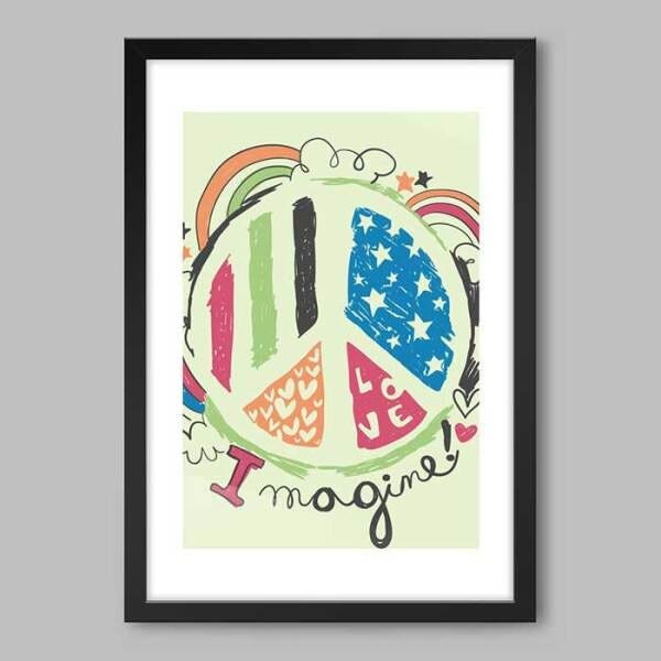 Quadro Imagine Hippie - 45x30cm - Moldura Caixa Preto - 1