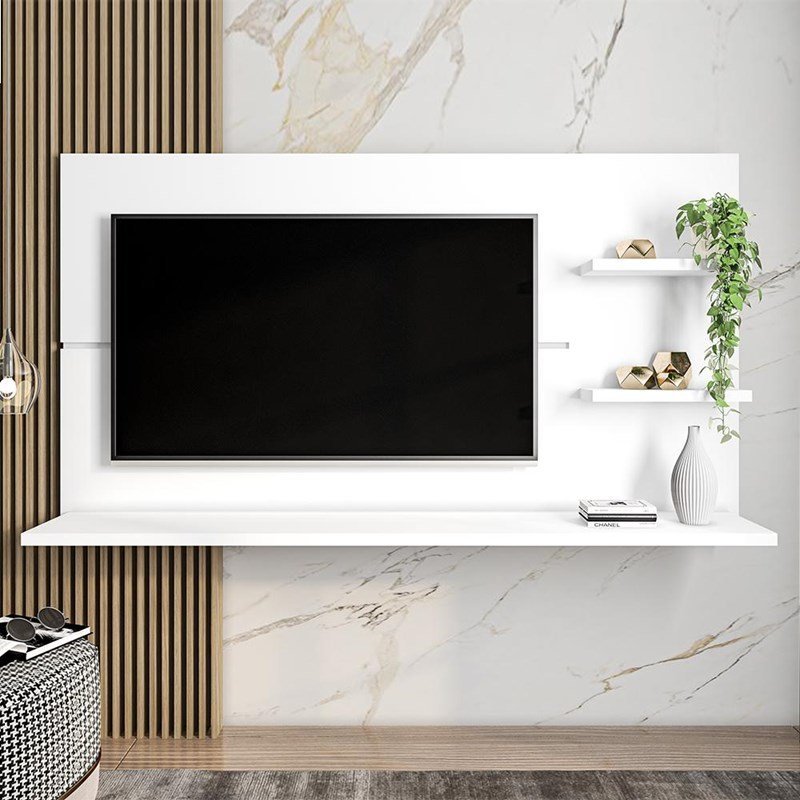 Painel Suspenso New Clean Branco Absoluto para TV até 49” - Zanzini Móveis - 2