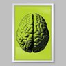 Quadro Ilustração do Cérebro Monocolor - 20x30cm - Moldura Caixa Branco - 1