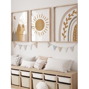 Kit 3 Quadros Decorativos Infantil Arco Iris No5