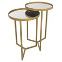 Ver imagem 1 de 2 Mesas Lateral de Canto e Apoio Redonda Aço para Sala/quarto/decoração - Dourado