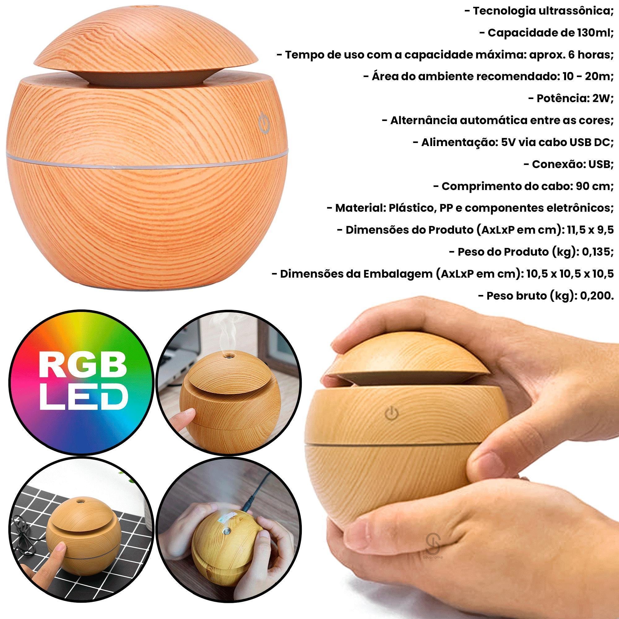 Aromatizador Led Ambientes Óleo Essencial Difusor Bolinha - 2