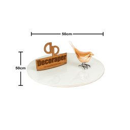 Somente Tampo para Mesa com 50cm e Vidro - Branco - 2