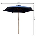 Ver imagem 2 de Ombrelone Central de Madeira 3,00 Metros Redondo Azul Guarda Sol Piscina Importway Iwobcm-300 Az Iwo