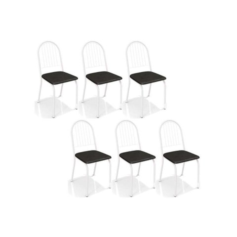 Cadeira de Cozinha Noruega 2c077 Kit 6 Un Branco Fosco/preto 110 - Kappesberg