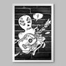 Quadro Fantasma Guitarrista Phanton Rock - 90x60cm - Moldura Caixa Branco - 1