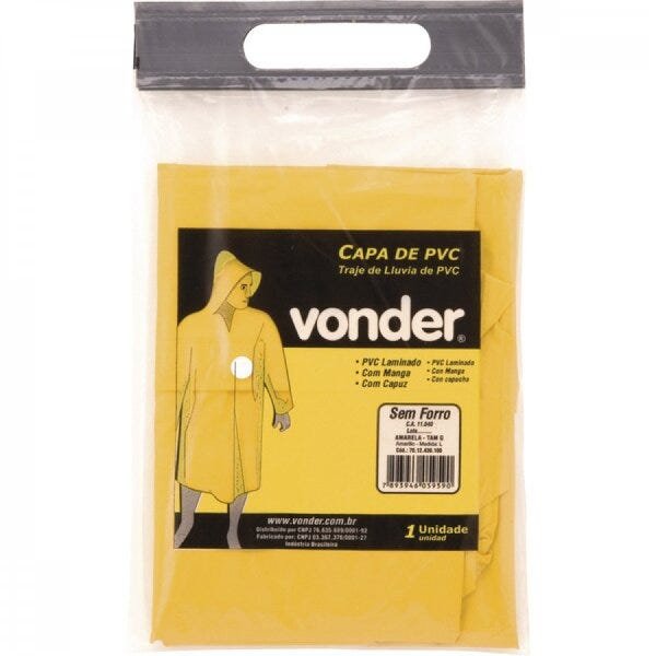 Capa para chuva de PVC laminado sem forro 110 m amarela G Vonder - 2