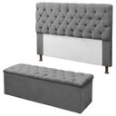 Ver imagem 1 de Kit Cabeceira + Calçadeira Baú Mirage Solteiro 100cm Suede - Renascer Decor:Cinza