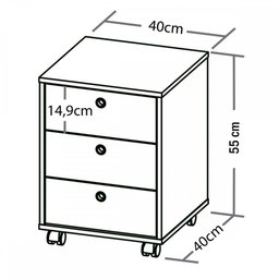 Gaveteiro com Rodízios New 3 Gavetas Grafite/branco - Artany - 4