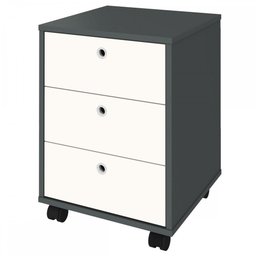 Gaveteiro com Rodízios New 3 Gavetas Grafite/branco - Artany - 2