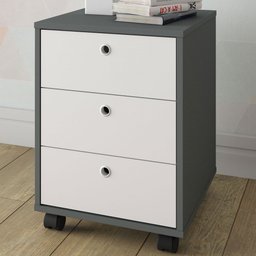 Gaveteiro com Rodízios New 3 Gavetas Grafite/branco - Artany - 1