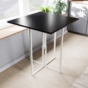 Ver imagem 1 de Mesa Quadrada Industrial 70cm Branca Tampo Madeira Preto
