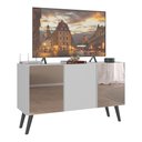 Ver imagem 1 de Rack Tv até 32 Polegadas 3 Portas Retrô com Espelhos Multimóveis Mp1078 Branco/preto