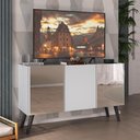 Ver imagem 2 de Rack Tv até 32 Polegadas 3 Portas Retrô com Espelhos Multimóveis Mp1078 Branco/preto