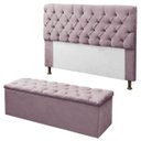 Ver imagem 1 de Kit Cabeceira + Calçadeira Baú Mirage Queen Size 160cm:Rosa