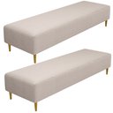 Ver imagem 1 de Kit 02 Puffs Decorativo Sala de Estar Bali W01 Pés Palito 190x60cm Bouclê Creme - Lyam Decor