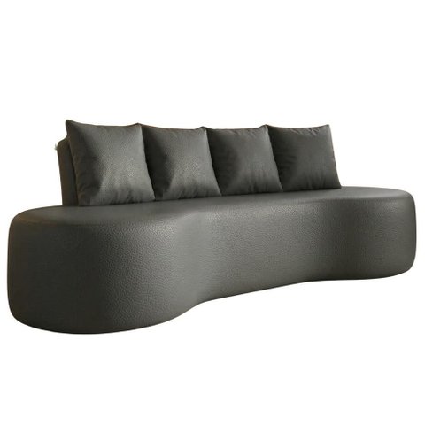 Sofa 3 Lugares Organico 210 Cm Ibiza Corino Cinza Vazzano