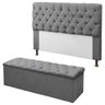 Kit Cabeceira + Calçadeira Baú Mirage Casal 140cm:Cinza - 1