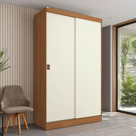 Guarda-roupa Casal com 2 Gavetas Kappesberg Canela/off White 121cm