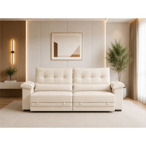 Sofá Retrátil Reclinável 300cm Dubai Veludo Premium