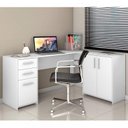 Ver imagem 5 de Conjunto para Escritório com 1 Mesa de Canto e Armário Multiuso 4 Portas com Nicho Branco