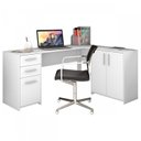 Ver imagem 7 de Conjunto para Escritório com 1 Mesa de Canto e Armário Multiuso 4 Portas com Nicho Branco
