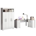 Ver imagem 2 de Conjunto para Escritório com 1 Mesa de Canto e Armário Multiuso 4 Portas com Nicho Branco