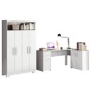 Ver imagem 2 de Conjunto para Escritório com 1 Mesa de Canto e Armário Multiuso 4 Portas com Nicho Branco