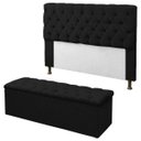 Ver imagem 1 de Kit Cabeceira + Calçadeira Baú Mirage King 195cm:Preto