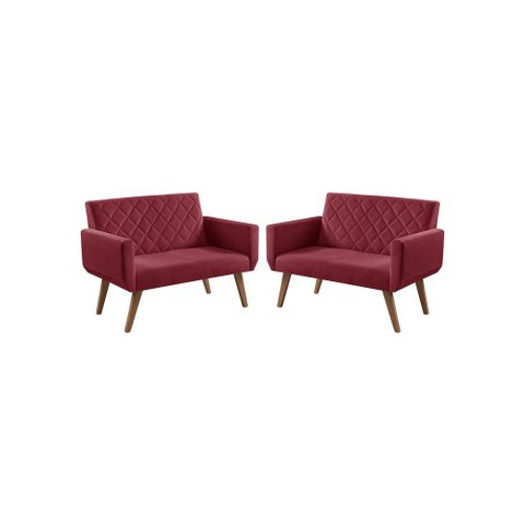 Kit 2 Poltronas 2 Lugares Anabelle Unidecor Bordô