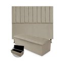 Ver imagem 1 de Kit Cabeceira + Calçadeira Baú Cancun King Size 195cm Suede - Renascer Decor:Bege